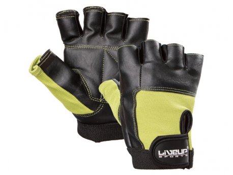 LiveUp Rukavice za fitnes i teretanu crno-zelene, S/M - LS3058