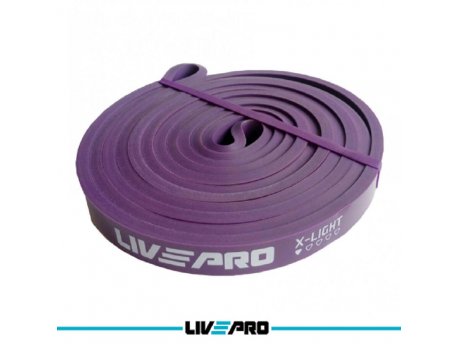LivePro LP8410 Elastična traka za vežbanje guma, ekspander XL, ekstra mali otpor, 2080x13x4.5mm, ljubičasta