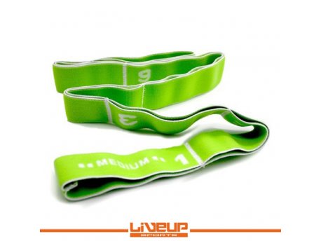 LiveUp LS3660 Elastična traka za vežbanje guma, ekspander 900x33mm, M srednji otpor, zelena