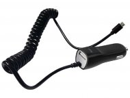 XWAVE USB AUTO punjač za mobilne, tablete, Dual 1x microUSB+1 x USB port, 5V/1A, sa kablom, Crna