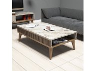 HANAH HOME Sto za dnevnu sobu Milan Walnut White Marble 2