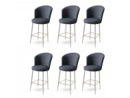 HANAH HOME Set 6 barskih stolica Alte Anthracite Chrome