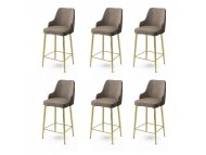 HANAH HOME Set 6 barskih stolica Enox Cappuccino Gold