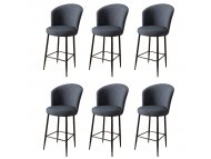 HANAH HOME Set 6 barskih stolica Fora Anthracite Black