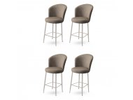 HANAH HOME Set 4 barske stolice Fora Cappuccino Chrome