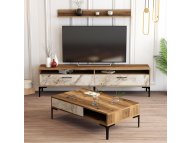 HANAH HOME Set za dnevnu sobu Istanbul Walnut White Marble