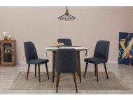 HANAH HOME Trpezarijski sto i stolice Vina 1048 Walnut Navy Blue