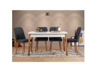 HANAH HOME Trpezarijski sto i stolice Costa White Atlantic Anthracite