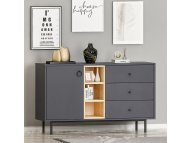 HANAH HOME Komoda Naturel Anthracite