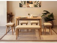 HANAH HOME Vina Mini 06 1005 Oak Cream set : sto, stolice i klupa