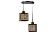 OPVIQ Kumsal 2 Li Tepsili Siyah Rattan Avize ratan luster