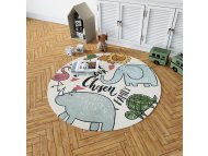 Conceptum Hypnose Woopamuk103 Okrugli beli tepih sa printom 100 x 100 (625HFT2225)