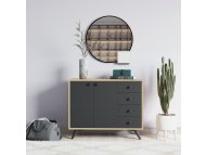 HANAH HOME Waga Oak Anthracite komoda