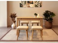 HANAH HOME Trpezarijski sto i stolice Vina Mini 05 1005 Oak Cream