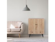 HANAH HOME Višenamenska komoda hrast- crna boja Bern