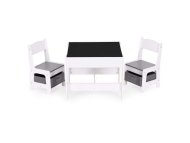 ECO TOYS Dečiji set sto i 2 stolice sa tablom za pisanje White