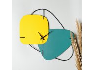 WALLXPERT Dekorativni metalni zidni sat Brazil Yellow - green