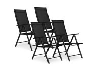 MULTIGARDEN Set od 4 sklopive baštenske stolice sa podesivim naslonom, Black