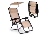 MODERNHOME Podesiva baštenska fotelja sa tendom Beige