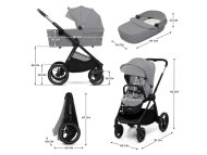 KINDERKRAFT Kolica za bebe 2U1 NEA 2 PLATINUM GREY