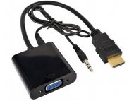 E-GREEN Adapter HDMI (M) - VGA D-sub (F) + Audio kabl 3.5mm (M/M) crni