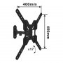 ALPHA Nosač za TV/17''-55''/ ARM/SHORT/NAGIB -15°do+15°/ROTACIJA 180°/VESA 400X400/do 30kg/7-19cm od zida - slika 2