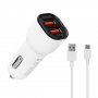 S-LINK AUTO PUNJAČ ZA MOB 2XUSB+KABL TIP-C 1M 2.4A SL-EC30T BELI-35681 - slika 1
