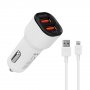 S-LINK AUTO PUNJAČ ZA MOB 2XUSB+KABL LIGHT 1M 2.4A SL-EC30L BELI-35680 - slika 1