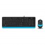 A4 TECH F1010 Fstyler USB US plava tastatura + USB plavi miš TAS01074 - slika 1