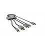 Sandberg Kabl-display HUB All-In-One USB C/DP/m DP/HDMI - HDMI 2m 509-21 - slika 1