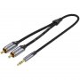 Vention 3.5mm na 2 činča kabl, 5m - sivi (BCNBJ) - slika 1