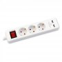 COMMEL Produžni Kabl 1,4m 3xšuko Sa Sklopkom + 2xUSB, Beli C234-401 - slika 1