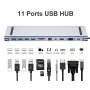 FAST ASIA Adapter TIP-C HUB na 4xUSB +SD/micro+RJ45+HDMI+ VGA+ PD+ Audio - slika 1