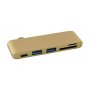 LC POWER USB Tip-C Hub, 2x USB 3.0 + 1x Tip-C port za punjenje, 1x čitač kartice (LC-HUB-C-MULTI-2G) - slika 1