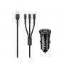 REMAX Auto punjac 2.4A 2xUSB+ kabl 3 u 1 RCC236, crni - slika 1
