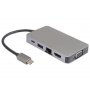 E-GREEN USB HUB Tip-C na HDMI + VGA + 2xUSB 3.0 + RJ45 + tip C (F) - slika 1