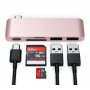 SATECHI Aluminium Type-C Passthrough USB Hub (3x USB 3.0,MicroSD) - Rose Gold - slika 4