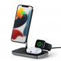 SATECHI Aluminium 3-in-1 Magnetic Wireless Charging Stand (iPhone 12/13, Apple Watch, AirPods Pro, USB-C cable included) - Black - slika 1