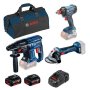 BOSCH Set akumulatorskog alata  GBH 180-LI + GWS 180-LI + GDX 180 Li 18V; 2 x 5,0 Ah (0615990M5G) - slika 1