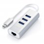 SATECHI Aluminium Type-C Hub (3x USB 3.0,Ethernet) - Silver - slika 1