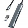 GEMBIRD UHB-U3P4-05 4-port HUB, Type-C + USB 3.0 Aluminum - slika 2