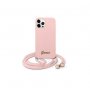 Guess Futrola za iPhone 12/12 Pro Pink Metal Logo Cord - slika 1