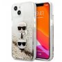 KARL LAGERFELD Futrola za iPhone 13 Mini Gold Liquid Glitter Karl & Choupette Head - slika 2