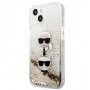 KARL LAGERFELD Futrola za iPhone 13 Mini Gold Liquid Glitter Karl & Choupette Head - slika 1