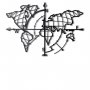 WALLXPERT Zidna dekoracija World Map Compass Black - slika 2