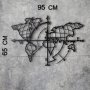WALLXPERT Zidna dekoracija World Map Compass Black - slika 3