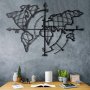 WALLXPERT Zidna dekoracija World Map Compass Black - slika 1