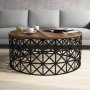 HANAH HOME Sto za dnevnu sobu Selin Metal Ferforje Walnut - slika 2