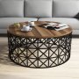 HANAH HOME Sto za dnevnu sobu Selin Metal Ferforje Walnut - slika 1
