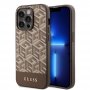 Guess Maska za iPhone 14 Pro GCUBE PU STRIPES Brown MagSafe - slika 1